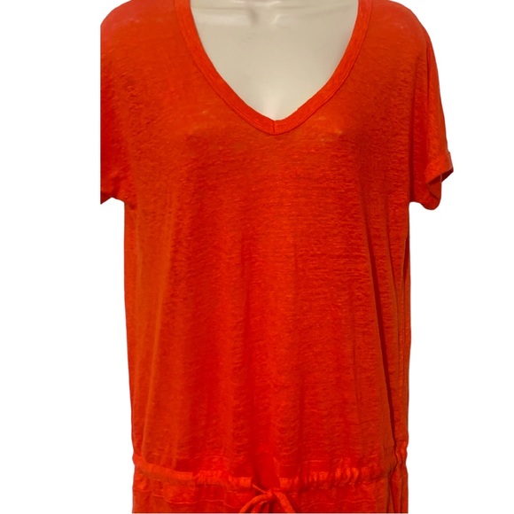 Firth‎ 100%  linen t shirt dress Hi Low Hem Drawstring waist sz L - Picture 4 of 9